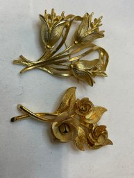 Two Vintage Gold Pins