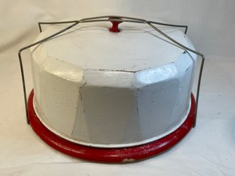 Awesome Vintage Metal And Wood Cake Cover With Handle