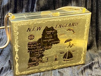 Vintage New England Etched Silvertone And Faux Pearl Mini Purse/Cigarette Case - Super Cool!