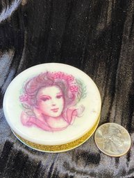 Sweet Vintage Compact With Woman On The Front