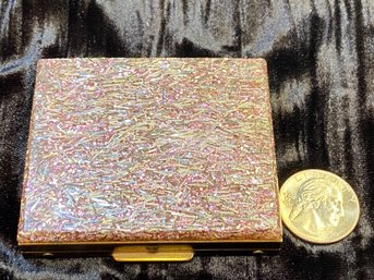 Vintage Goldtone And Glittery Lucite Compact