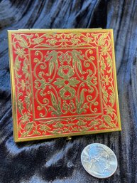 Vintage Rex Fifth Avenue Goldtone And Red Floral Compact