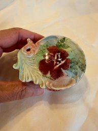 Sweet Antique Porcelain Trinket Box  With Floral Handpainted Sculpted Lid - Claribel