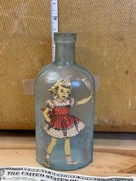 5.25' Bottle With Vintage Girl Decal #2 Ponds Extract Bottle