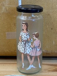 Jar With Lid  With Vintage Girl Decal#3