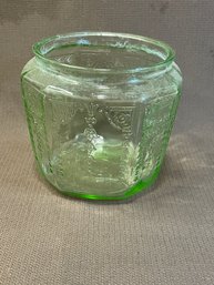 Vintage Green Glass Container. No Lid