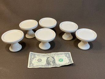 6 White Ceramic Footed Pedestal.  Cupcakes, Holiday Decoration, With A Cloche...