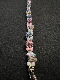 Handmade Seed Bead Bracelet- Beaded Flowers