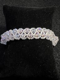 Handmade Seed Bead Bracelet - White Iridescent