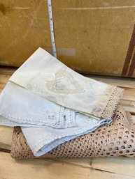 4 Vintage Linens. The Tan Lace Is A Table Runner