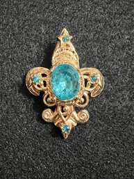 Vintage 'gold' Fluer De Lis Pin With Gems.