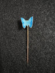 Vintage Blue Butterfly Stick Pin. (missing. Bottom End Thingy)