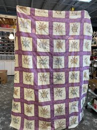 Absolutely Stunning Work!  Hand-Embroidered Butterfly Quilt Top 70'X 90'