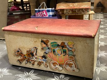 Vintage Toy Chest - Adorable Decoration, Needs Top Recovered.