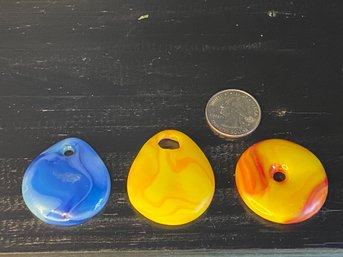 3 Handmade Fused Glass Pendants