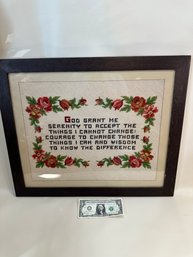 Large Vintage Serenity Prayer Needlepoint