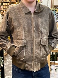 Vintage Leather Bomber Jacket