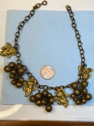 Vintage Necklace With Beads And Leaves 16'