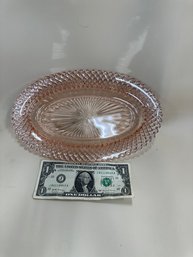 Vintage Pink Glass Oval Small Platter