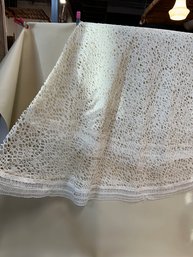 Vintage Lace Tablecloth, Approx. 72' Diameter With Some Holes, Pulled Areas