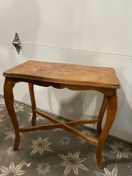 Vintage Wood Side Table With Inlay And Carving