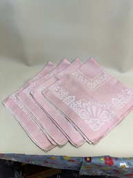 Vintage Set Of 4 Pink Linen Napkins - No Stains