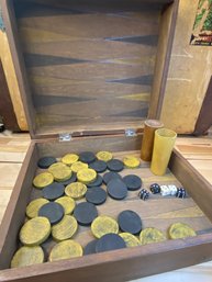 Vintage Looking Backgammon Game (wood With Awesome Old Dice