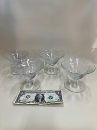 Set OfVintage Etched Dessert Glasses