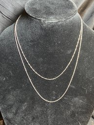 Silver Looking Double Chain Necklace, Very Pretty Longest One Is 20'