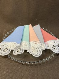 Candlewick Footed Plate And 5 Napkins