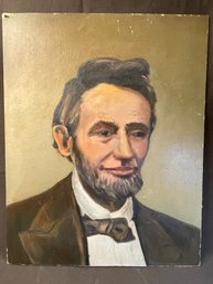 1938 Handpainted And Signed (on Back) Painting Of Abe Lincoln