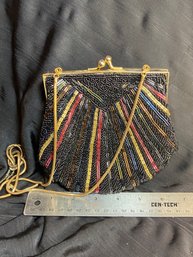 Black Beaded Vintage Handbag - Iridescent Beads