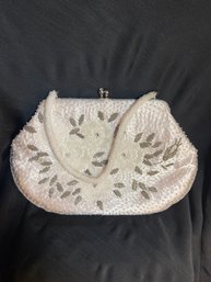 Vintage Handbeaded Handbag With Original Mirror In Pocket -