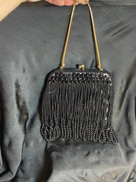 Little Fancy Black Beaded 30s Handbag!  Adorable And The Beads Sort Of Swing