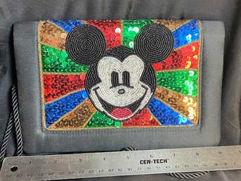 Beaded Handbag - Mickey Mouse Disney Brand. Long Strap, Crossbody