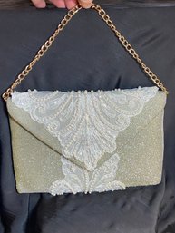 Not Vintage But Beautiful Lace And Shimmery Fabric Handbag