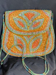 Bright Embroidered And Sequined Quilted Handbag - Crossbody