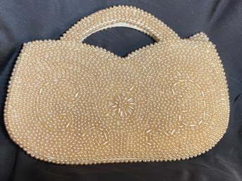 Little 'pearl' Beaded Handbag - Gorgeous Zipper Pull - Satin Inside.