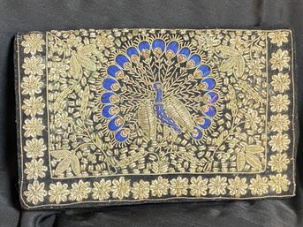 Beaded And Embroidered Bag With Peacock - Beautiful Handwork. Made In India