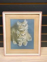 11'x 13' Vintage Cat Print In Cool Vintage Frame