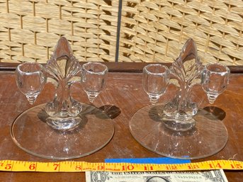 2 Crystal Double Candle Holders