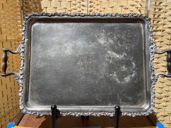 Pewter Tray W/wooden Handles