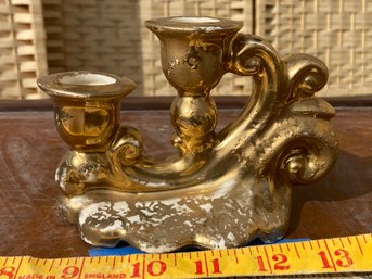Vintage Gold Candleholder - Porcelain
