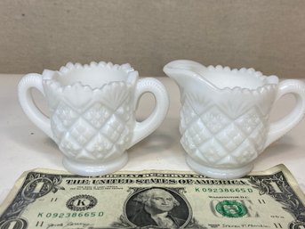 Perfect Shape Milk Glass Sugar And Creamer.