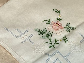 2 Handkerchiefs One Embroidered And One Pale Pink