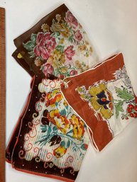 3 Floral Handkerchiefs.  Gorgeous.