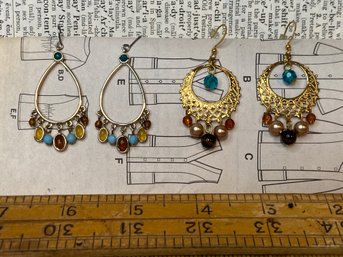 2 Pair Of Beaded Earrings For Pierced Ears.  (not Clip)