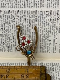 1950s Wishbone Pin With Floral