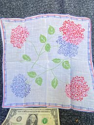 Vintage Handkerchief - Red Pink And Blue