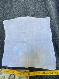 Vintage Handkerchief - Blue And White